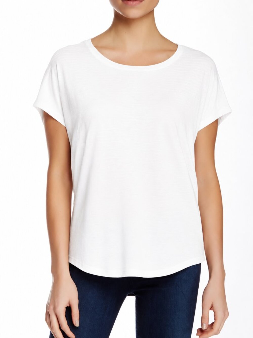 VINCE White 100% Linen Slub Jersey Round Neck Cap Sleeve T-Shirt, Size XS